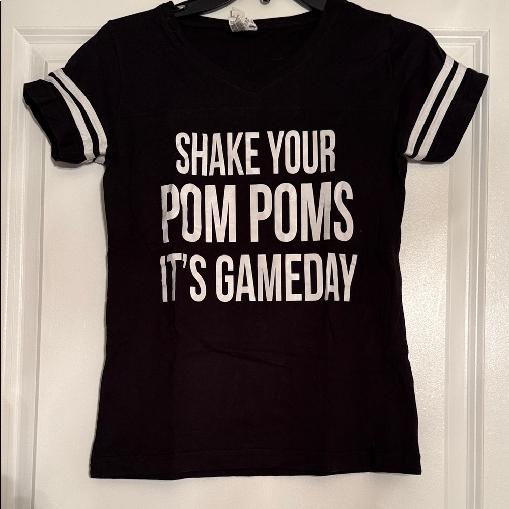 Black 'Shake Your Pom Poms It's Gameday' Graphic Tee
